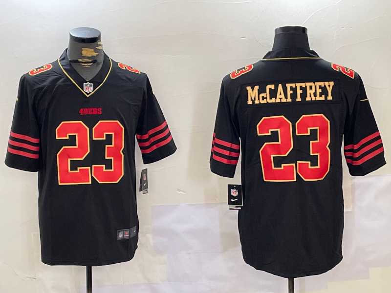 Men%27s San Francisco 49ers #23 Christian McCaffrey Black Golden Edition Stitched Nike Limited Jersey Dzhi